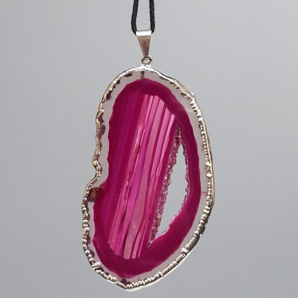 Achat Scheiben Anhänger Pink gefärbt silber plated