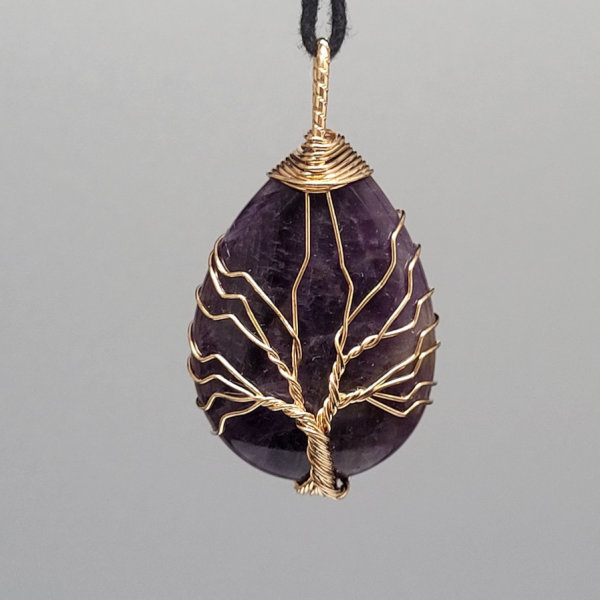 Amethyst Tropfen Anhänger gedrahtet