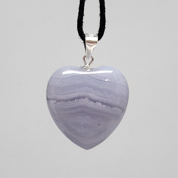 Chalcedon blau gebändert Herz Anhänger 925er Silber groß