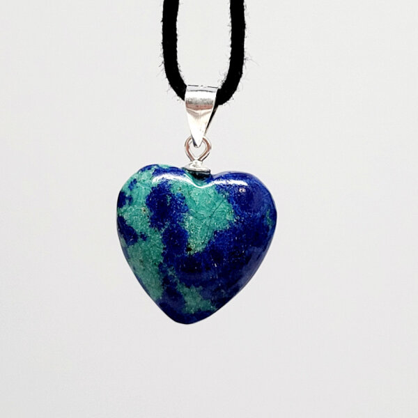 Azurit Malachit Herz Anhänger 925er Silber groß