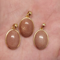 Mondstein Orange Oval Anhänger 925er Silber vergoldet