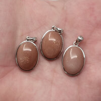 Mondstein Orange Oval Anhänger 925er Silber