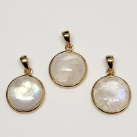 Mondstein blau Rund Anhänger 925er Silber vergoldet