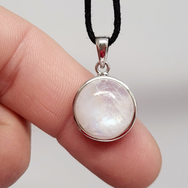 Mondstein blau Rund Anhänger 925er Silber