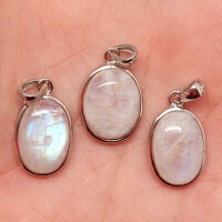 Mondstein blau Oval Anhänger 925er Silber