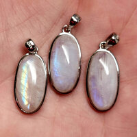 Mondstein blau ellipsenförmig Anhänger 925er Silber