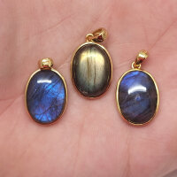 Labradorit oval Anhänger 925er Silber vergoldet