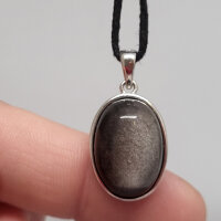 Silberobsidian oval Anhänger 925er Silber
