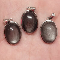 Silberobsidian oval Anhänger 925er Silber