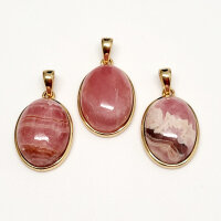 Rhodochrosit oval Anhänger 925er Silber vergoldet