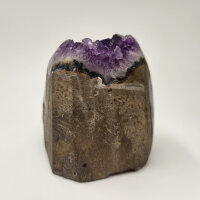 Amethyst Druse tief lila mit Calcite Kristall, 800g, 8x8x7cm (8)