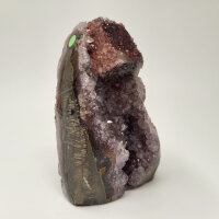 Seltene Multicolor Amethyst Druse mit Calcite Kristall, 920g, 12x9x7cm  (10)