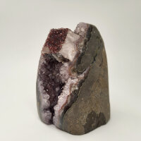 Seltene Multicolor Amethyst Druse mit Calcite Kristall, 920g, 12x9x7cm  (10)