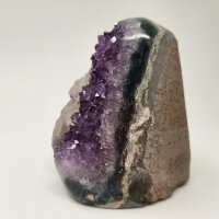 Amethyst Druse tief lila mit Calcite Kristall, 420g,...