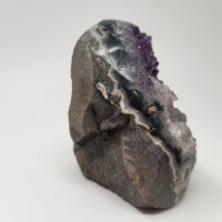 Amethyst Druse tief lila mit Calcite Kristall, 420g, 8x6,5x7cm (23)