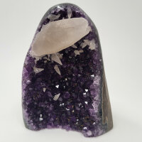 Amethyst Druse tief lila mit Calcite Kristallspitzen,...