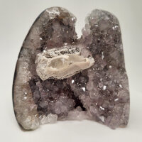 Amethyst Druse mit Calcite Kristall, 670g, 10x10x6,5cm (27)