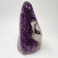 Amethyst Druse mit Calcite Kristall und Goethit, 1060g,...