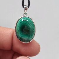 Malachit oval Anhänger 925er Silber