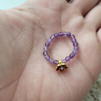 Amethyst Blumen Perlenring rund 3mm