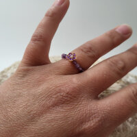 Amethyst Blumen Perlenring rund 3mm