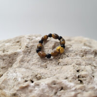 Tigerauge Perlenring mit Rose rund 3mm