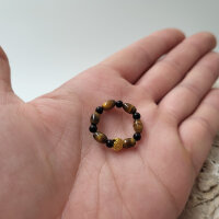 Tigerauge Perlenring mit Rose rund 3mm