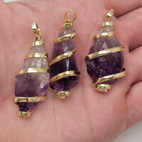 Amethyst Rohstein Anhänger vergoldet 0,3 µm
