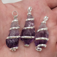 Amethyst Rohstein Anhänger versilbert 0,3 µm