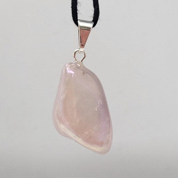 Rosenquarz Angel Aura Anhänger versilbert 0,3 µm