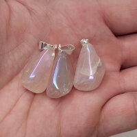 Rosenquarz Angel Aura Anhänger versilbert 0,3 µm