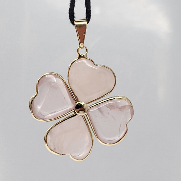 Rosenquarz Blumen Anhänger vergoldet 0,3 µm