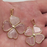 Rosenquarz Blumen Anhänger vergoldet 0,3 µm