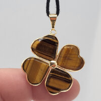 Tigerauge Blumen Anhänger vergoldet 0,3 µm