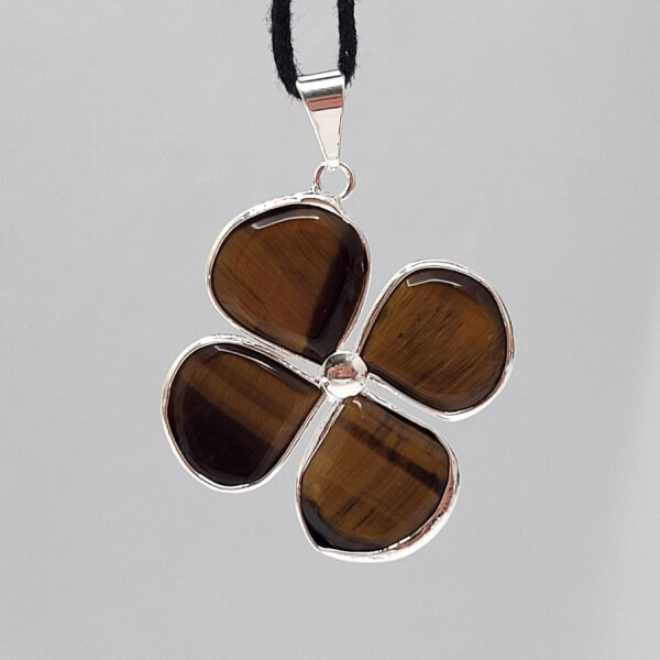 Tigerauge Blumen Anhänger versilbert 0,3 µm