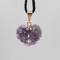 Angel Aura Amethyst Druse Anhänger Herz vergoldet...