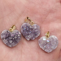 Angel Aura Amethyst Druse Anhänger Herz vergoldet 0,3 µm