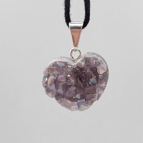 Angel Aura Amethyst Druse Anhänger Herz versilbert 0,3 µm