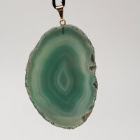 Angel Aura Achat Scheiben Anhänger grün gefärbt vergoldet 0,3 µm