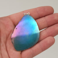 Angel Aura Achat Scheiben Anhänger grün gefärbt versilbert 0,3 µm
