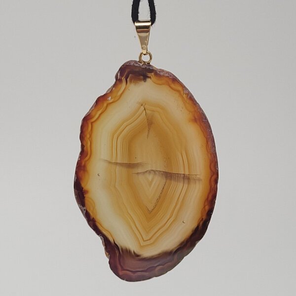 Angel Aura Achat Scheiben Anhänger natur vergoldet 0,3 µm