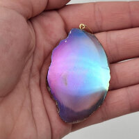 Angel Aura Achat Scheiben Anhänger natur vergoldet 0,3 µm