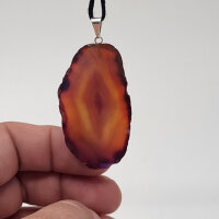 Angel Aura Achat Scheiben Anhänger natur versilbert 0,3 µm