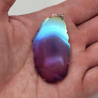 Angel Aura Achat Scheiben Anhänger natur versilbert 0,3 µm