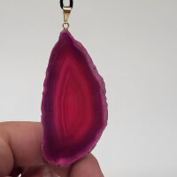 Angel Aura Achat Scheiben Anhänger pink gefärbt vergoldet 0,3 µm