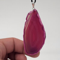 Angel Aura Achat Scheiben Anhänger pink gefärbt versilbert 0,3 µm