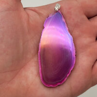 Angel Aura Achat Scheiben Anhänger pink gefärbt versilbert 0,3 µm