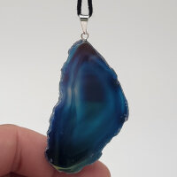 Angel Aura Achat Scheiben Anhänger blau gefärbt...