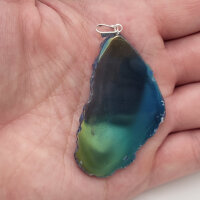 Angel Aura Achat Scheiben Anhänger blau gefärbt...
