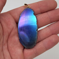 Angel Aura Achat Scheiben Anhänger lila gefärbt vergoldet 0,3 µm